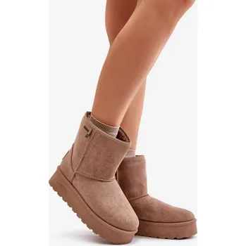 Dívčí sněhule Vysoké Dámské Sněhule Na Platformě Big Star OO274A097 Béžové 39