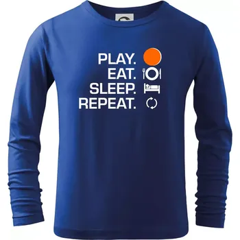Chlapecké tričko Hokejbal - Play eat sleep repeat - Triko dětské Long Sleeve - 122 cm/6 let ( Královská modrá )
