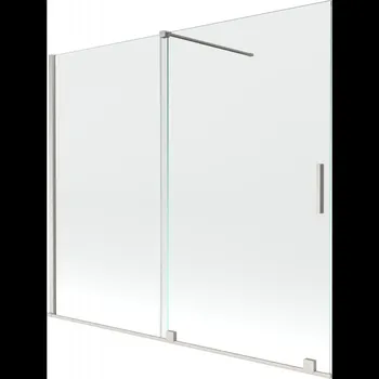 Vanová zástěna MEXEN/S - Velar dvoukřídlá posuvná vanová zástěna 180 x 150, transparent, nikl kartáčovaný 896-180-000-01-97