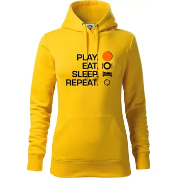 Dámská mikina Hokejbal - Play eat sleep repeat - Mikina dámská Cape s kapucí - M ( Žlutá )