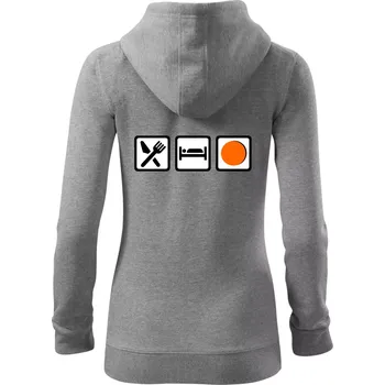 Dámská mikina Eat sleep repat hokejbal v řadě - Dámská mikina trendy zipper s kapucí - 2XL ( Tmavě šedý melír )