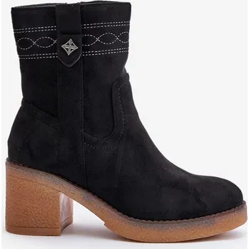 Dámská zimní obuv Zateplené Dámské Kotníkové Boty Na Podpatku Černé Vailia Velikost: 38