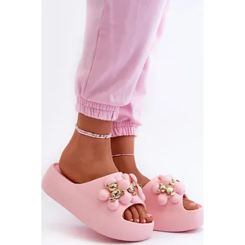 Dámské žabky Dámské pěnové pantofle se zdobením na silné podrážce růžové Bremavia Velikost: 36/37