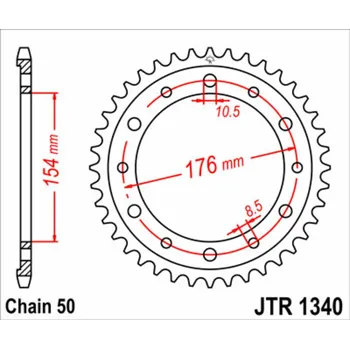 Nářadí na motocykly JT SPROCKETS Ocelové standardní zadní kolo 1340 - 525 JTR1340.45
