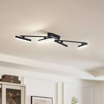 Lindby LED stropní svítidlo Eldrin, 4 světla, černá, světelný pásek - Stropní držák - délka 21 cm, šířka 8 cm, výška 4 cm LED 34 W celkem - Doprava zdarma
