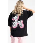 Reporter Young | Dívčí černé OVERSIZE tričko s potiskem balónkového psa na zádech - Barva ČERNÁ, Velikost 170 253-0440G-59-100-1