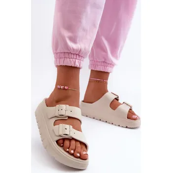 Dámské polobotky Dámské béžové pěnové pantofle Melorea na platformě Velikost: 40