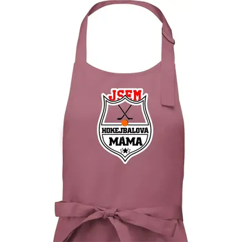 Kuchyňská zástěra Jsem hokejbalová máma - Dámská zástěra na vaření - Univerzální velikost ( Starorůžová )