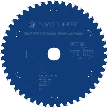 Pilový kotouč BOSCH EXPERT Stainless Steel cordless Pilový kotouč, 165 × 1,6/1,2 × 20 mm, T48 2608902219 free_store_pickup