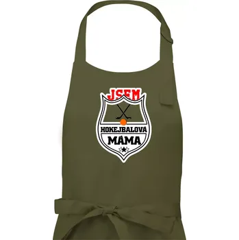 Kuchyňská zástěra Jsem hokejbalová máma - Dámská zástěra na vaření - Univerzální velikost ( Khaki )