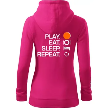 Dámská mikina Hokejbal - Play eat sleep repeat - Dámská mikina trendy zipper s kapucí - S ( Purpurová )