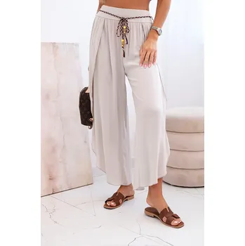 Dámské kalhoty Kesi Dámské viskózové kalhoty Ali s rozparkem na nohavicích Barva: Béžová, Velikost: UNI