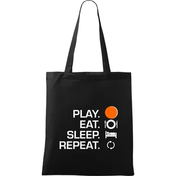 Nákupní taška Hokejbal - Play eat sleep repeat - Taška bavlněná - 42 x 38 cm ( Černá )