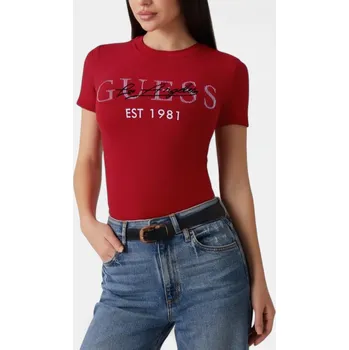 Dámské tričko Dámské vínové triko Guess - Velikost XS, Barva Červená M56469 M92173K7NGO