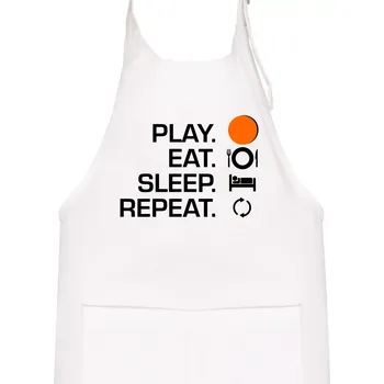 Kuchyňská zástěra Hokejbal - Play eat sleep repeat - Dětská zástěra na vaření - Univerzální velikost ( Bílá )