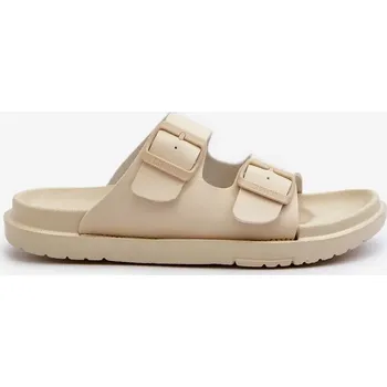 Dámské žabky Dámské lehké pěnové pantofle s přezkami Big Star béžová Velikost: 37