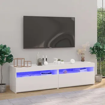 Obývací stěna vidaXL TV skříňky s LED osvětlením 2 ks 75 x 35 x 40 cm [804392] Barva: Bílá