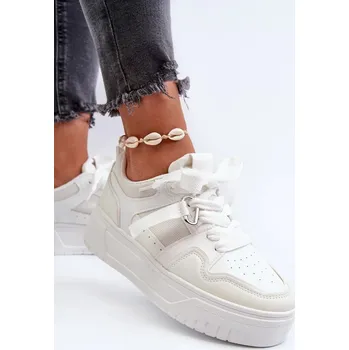 Dámské tenisky Dámské tenisky na platformě vyrobené z eko kůže, bílá moun 40
