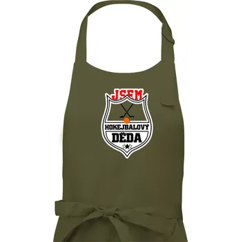 Kuchyňská zástěra Jsem hokejbalový děda - Pánská zástěra na vaření - Univerzální velikost ( Khaki )
