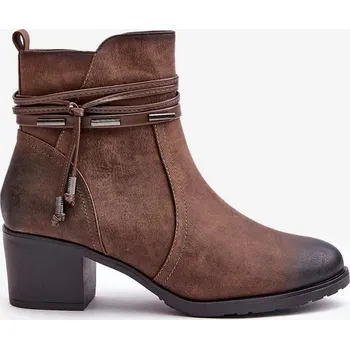 Dámská obuv Dámské Kotníkové Boty Na Podpatku Zateplené Hnědé Lobina Velikost: 40