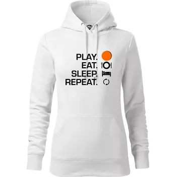 Dámská mikina Hokejbal - Play eat sleep repeat - Mikina dámská Cape s kapucí - L ( Bílá )