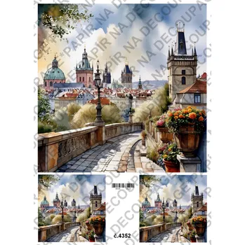 Umělecký papír Rýžový a soft papír na decoupage - Praha - KB4352 Materiál: Soft, Rozměr: A4