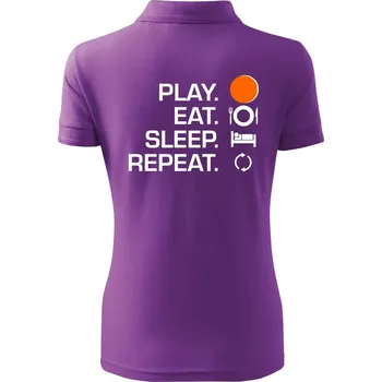 Hokejbal - Play eat sleep repeat - Polokošile dámská Pique Polo - XS ( Fialová )