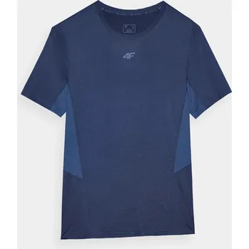 Pánské tričko Pánské sportovní tričko slim z recyklovaných materiálů 4F - denim Velikost: L