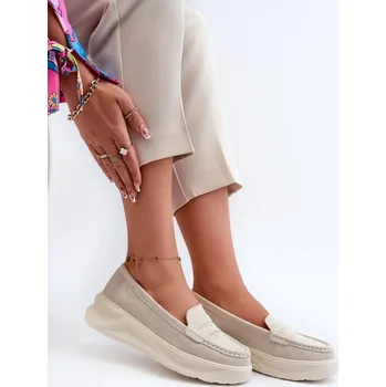 Dámské mokasíny Semišové dámské mokasíny světle béžová Filidia 38