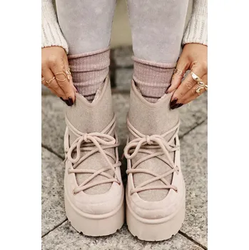 Dívčí sněhule Sněhule s vázáním na platformě béžové Mavora 37