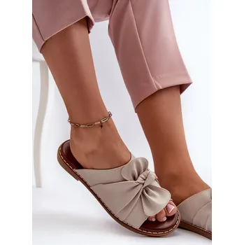 Dámské polobotky Dámské pantofle na plochém podpatku Béžová Nelvira Velikost: 37