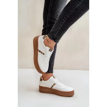 Dámské tenisky Dámské tenisky na platformě s leopardím vzorem bílé Dravinnia 40