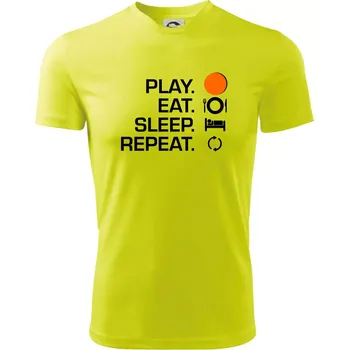 Pánské tričko Hokejbal - Play eat sleep repeat - Pánské triko Fantasy sportovní (dresovina) - M ( Neonově žlutá )