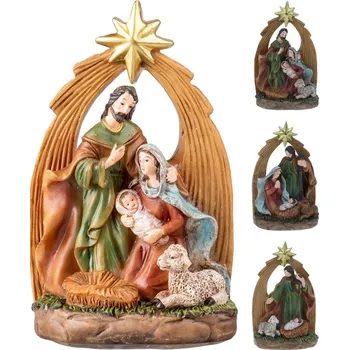 Vánoční dekorace Betlém z polyresinu 90 × 42 × 138 mm – barevný, mix