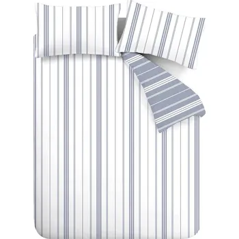 Povlečení Bílé/modré povlečení na jednolůžko 135x200 cm Harbour Stripe – Catherine Lansfield ID_1800869