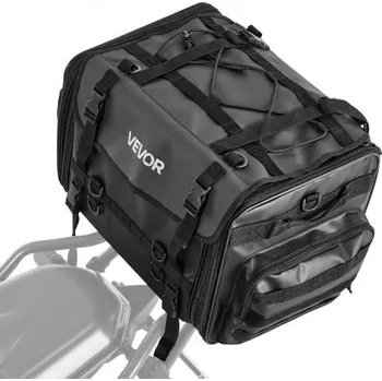 Zavazadlo na motocykl VEVOR motocyklová taška na zadní sedadlo, 40-60 l rozšiřitelná taška na zadní sedadlo motocyklu s nepromokavou pláštěnkou, skládací venkovní sportovní úložný prostor pro motocyklové zavazadla s ramenními popruhy, kapsou a elastickou šňůrou, černá