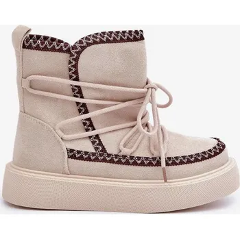 Dívčí sněhule Dámské sněhule s výšivkou na platformě světle béžové Naleris 39