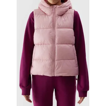Dámský kabát Dámská péřová vesta s výplní ze syntetického peří 4F - růžová Velikost: XS