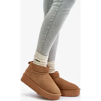 Dívčí obuv Kožené Semišové Sněhule Na Platformě Camel Nereviana 41