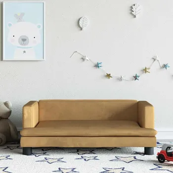 Dětská postýlka zahrada-XL Dětská pohovka hnědá 80 x 45 x 30 cm samet 3196310