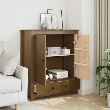Organizace kuchyně Nábytek XL Skříň highboard medově hnědá 83x41,5x100 cm masivní borovice 823517