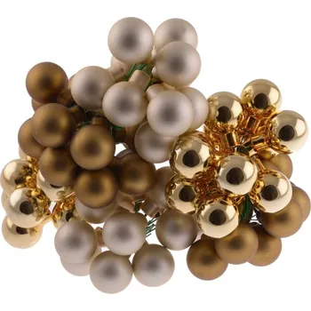 Vánoční dekorace Baňky na drátku 2,5cm, 72ks ZLATÉ