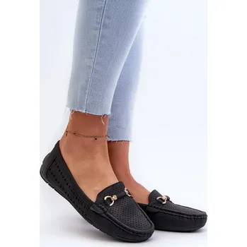 Dámské mokasíny Dámské prolamované mokasíny s ozdobou, Black Kaydance 39