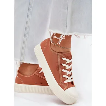 Dámská obuv Dámské plátěné tenisky na platformě Big Star – oranžové Velikost: 39