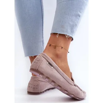 Dámská obuv Dámské eko semišové mokasíny, fialová Amrutia 36