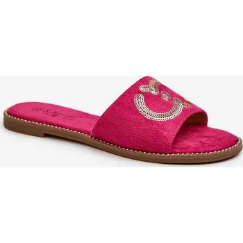 Dámské žabky Dámské ploché pantofle s flitry S.Barski Fuchsia Velikost: 41