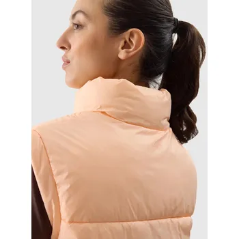 Dámský kabát Dámská péřová vesta s výplní ze syntetického peří 4F - oranžová Velikost: S