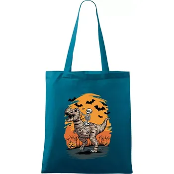 Halloween - dinosaurus a kostra - Taška bavlněná - 42 x 38 cm ( Petrolejová )