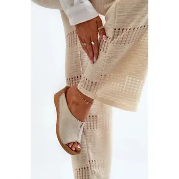 Dámské polobotky Pohodlné dámské pantofle na klínku Inblu Béžová Velikost: 38