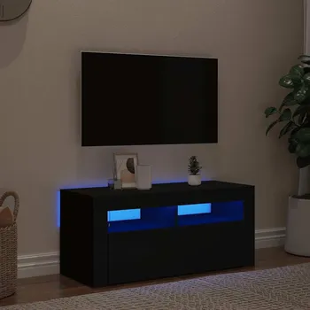 Obývací pokoj vidaXL TV skříňka s LED osvětlením 90 x 35 x 40 cm [804320] Barva: Černá